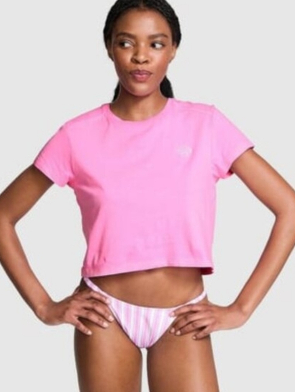 PINK Victoria's Secret Bubblegum Pink Short Sleeve Crop Tee